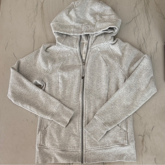 Lululemon Scuba Full-Zip Hoodie Heathered Core Ultra Light Gray Size 10 - Picture 2 of 4
